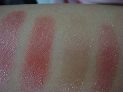 left to right: berry crush, rare berry, gold blush, pout